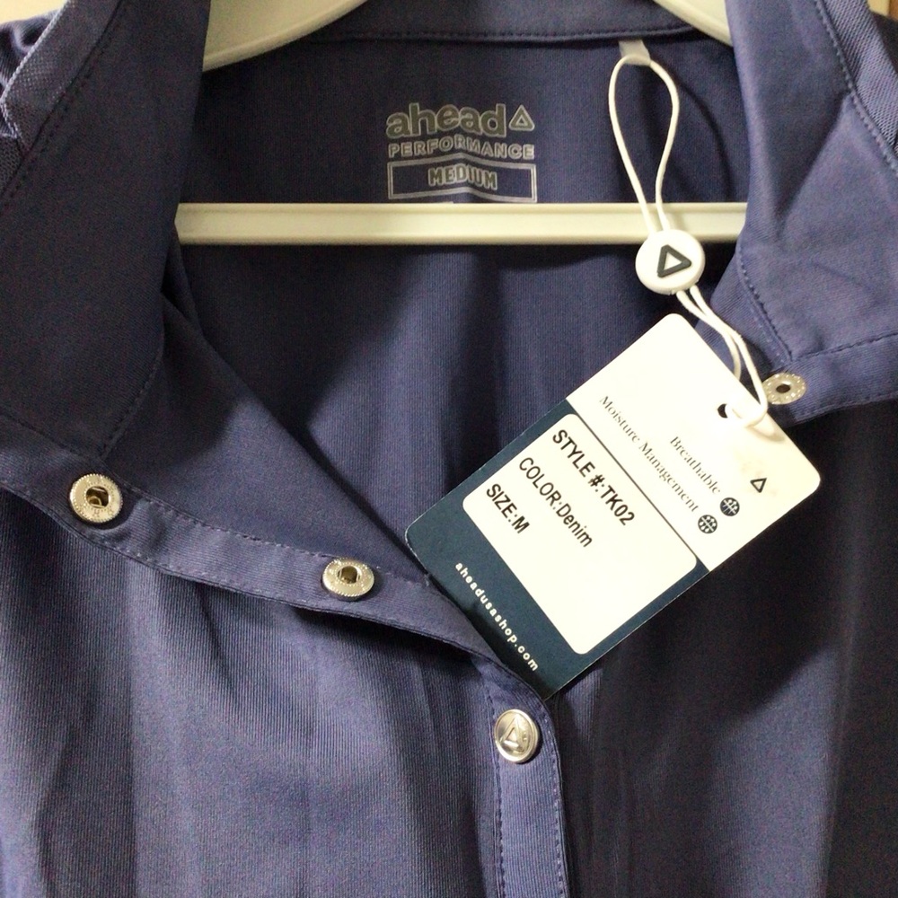 Ahead Women's Sleeveless Blue Golf Shirt - Picture 4 of 11